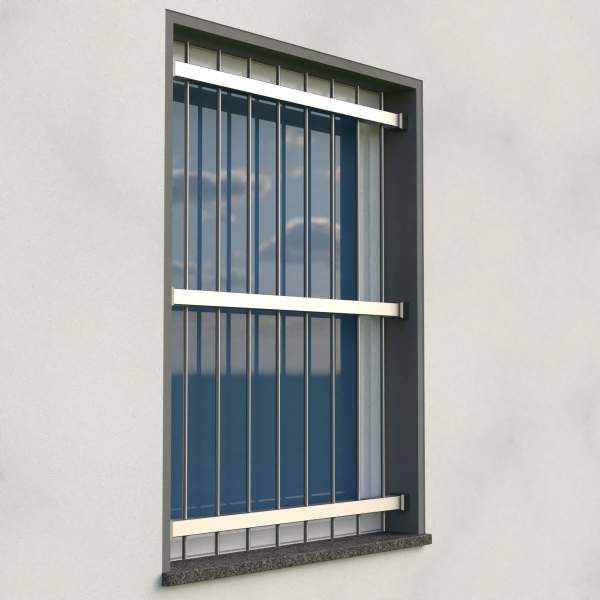 Fenstergitter abnehmbar 40x40mm / Höhe 900 - 1599mm / 3 Gurte